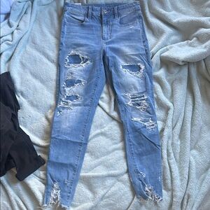 American Eagle Distressed Light Blue Skinny Jeans
